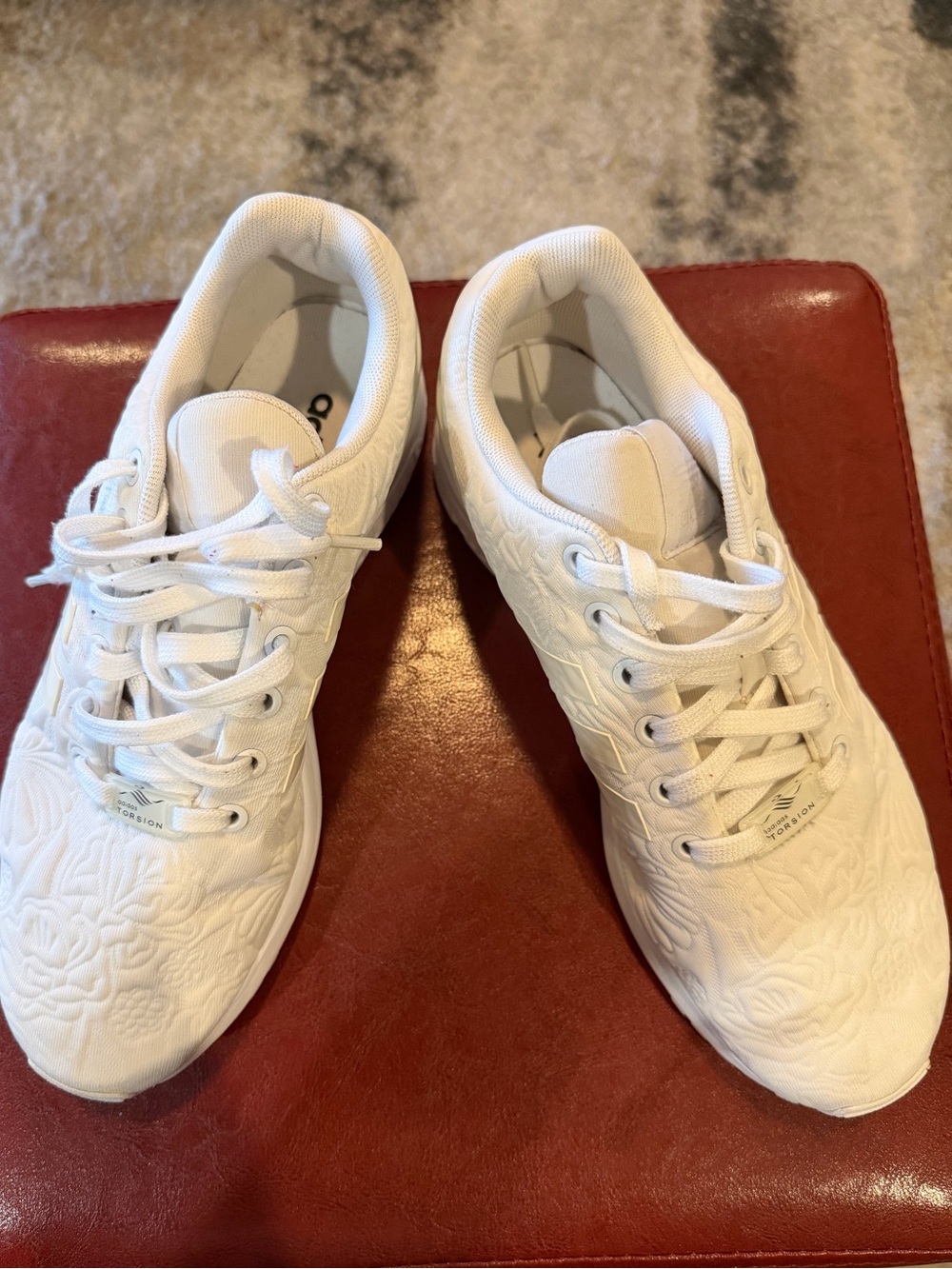 adidas Women's White Quilted Floral Lace-Up Sneakers